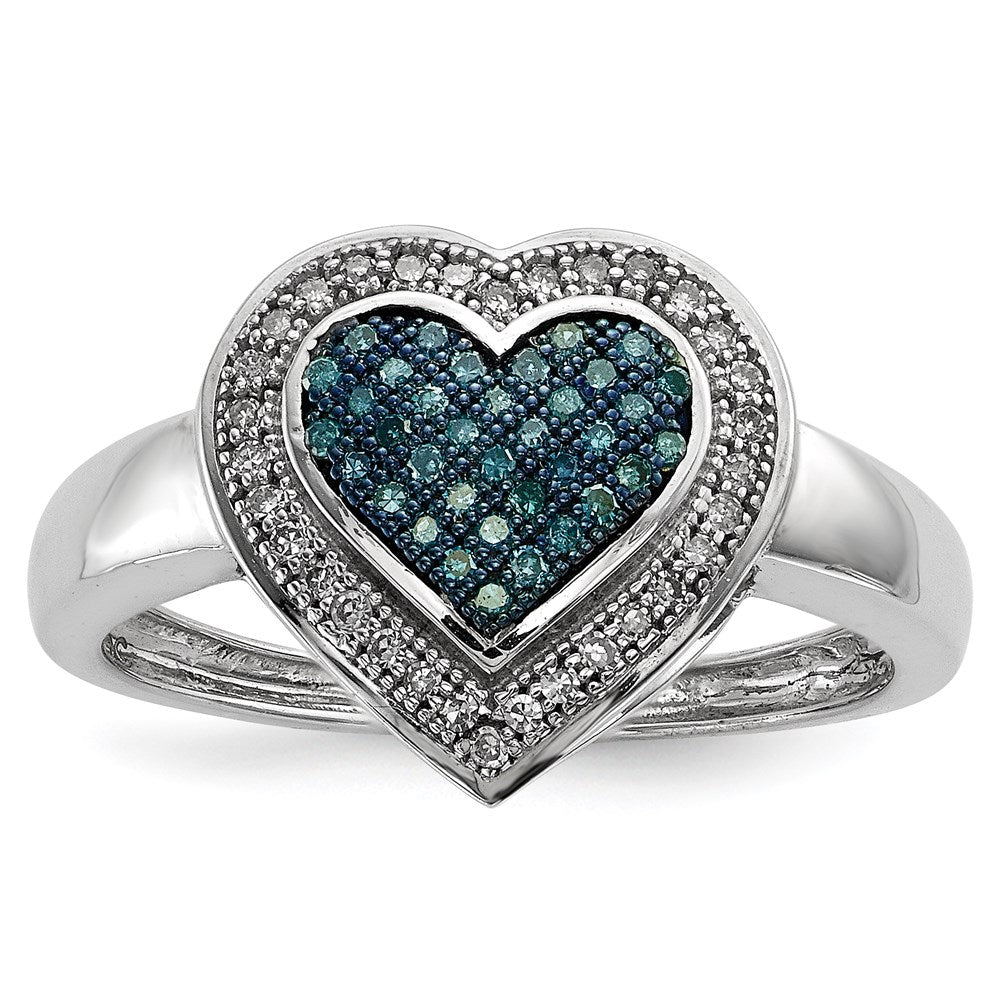 Image of ID 1 Sterling Silver Blue and White Diamond Heart Ring