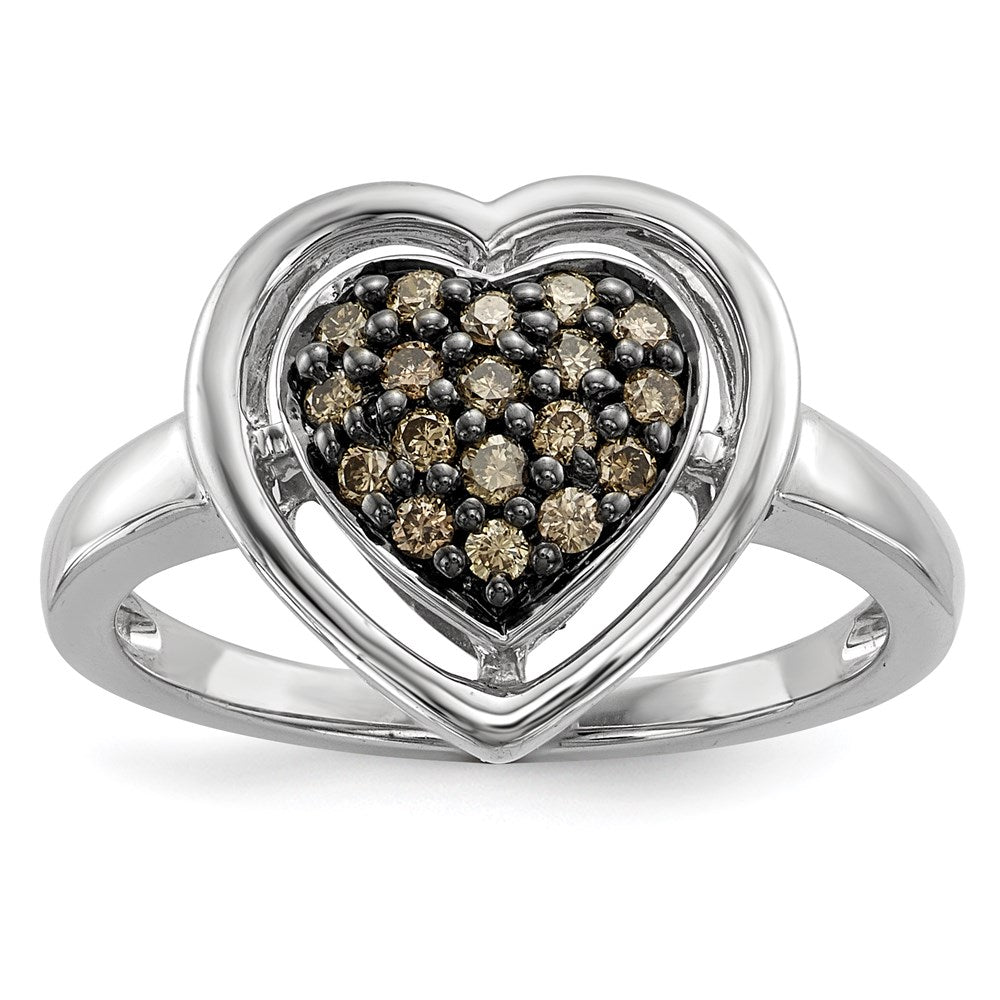 Image of ID 1 Sterling Silver Champagne Diamond Heart Ring