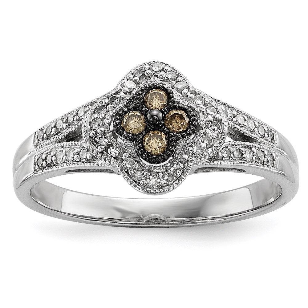 Image of ID 1 Sterling Silver Champagne Diamond Small Flower Ring