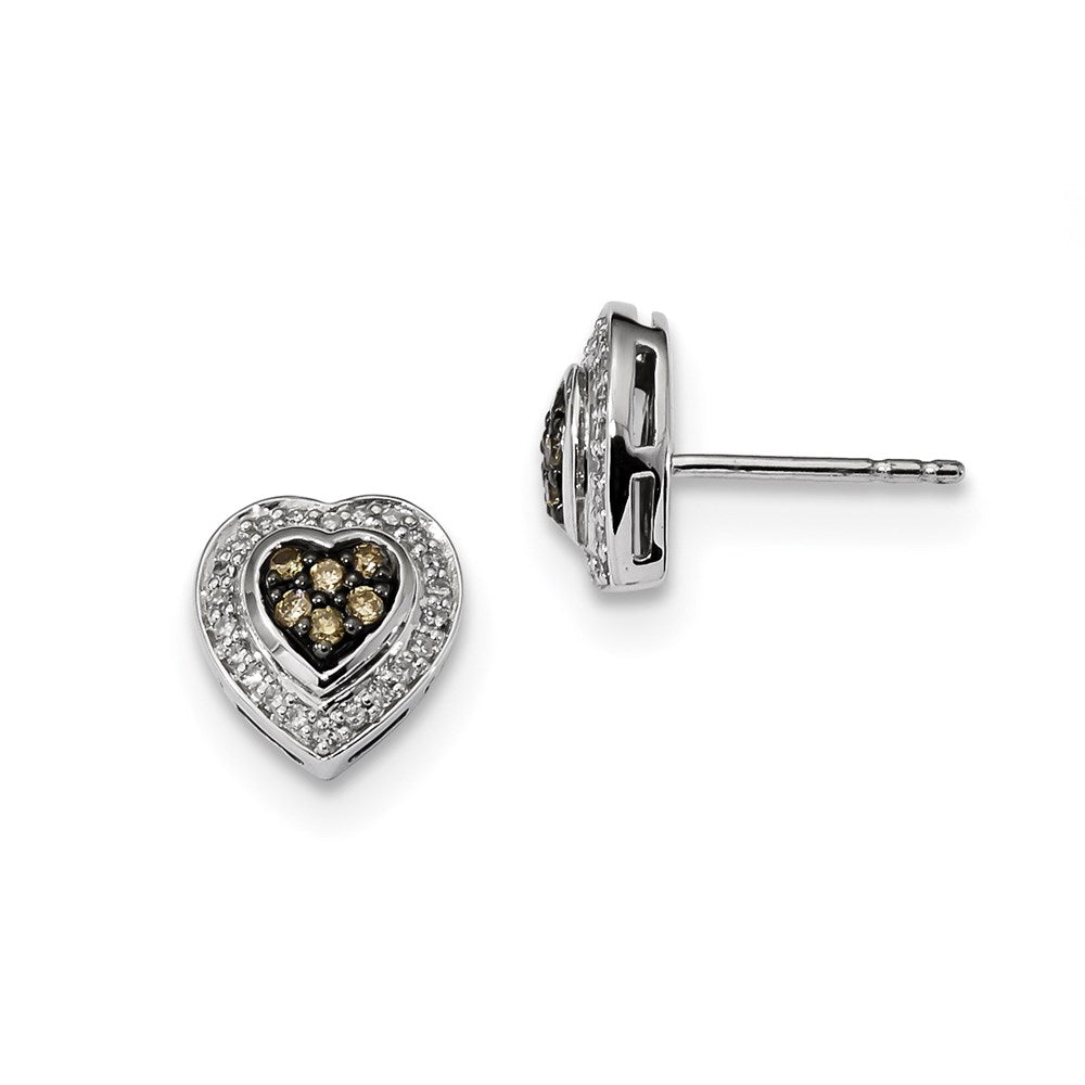 Image of ID 1 Sterling Silver Champagne Diamond Small Heart Post Earrings