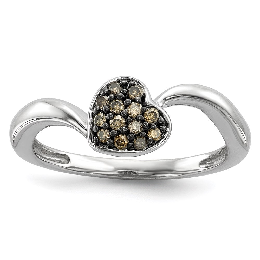 Image of ID 1 Sterling Silver Champagne Diamond Small Heart Ring