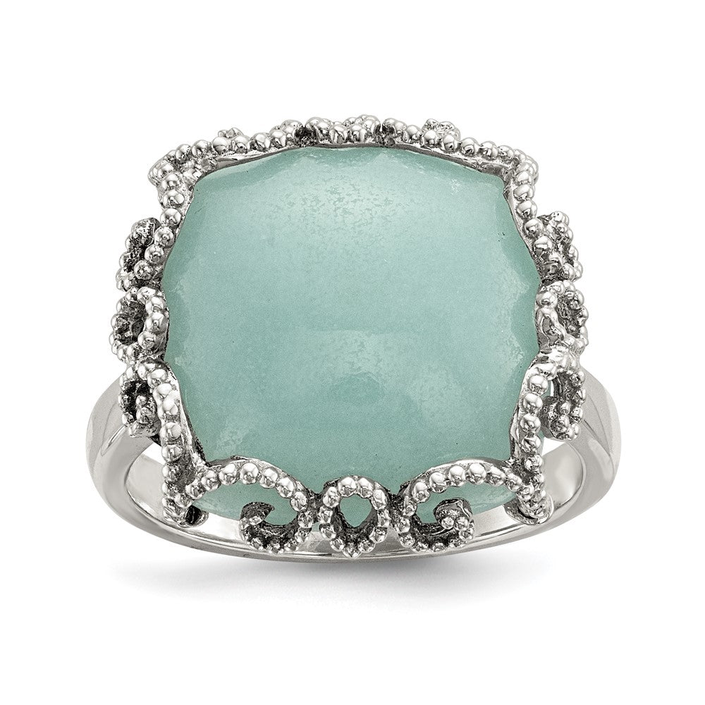 Image of ID 1 Sterling Silver Created Amazonite Polished and Textured Ring