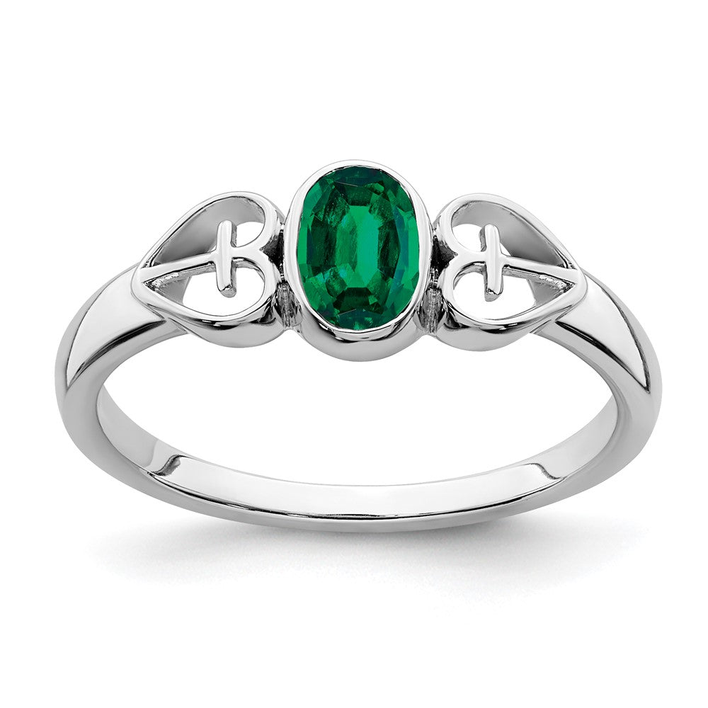 Image of ID 1 Sterling Silver Created Emerald Ring