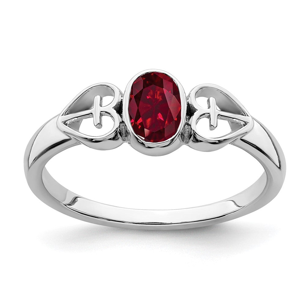 Image of ID 1 Sterling Silver Created Ruby Ring