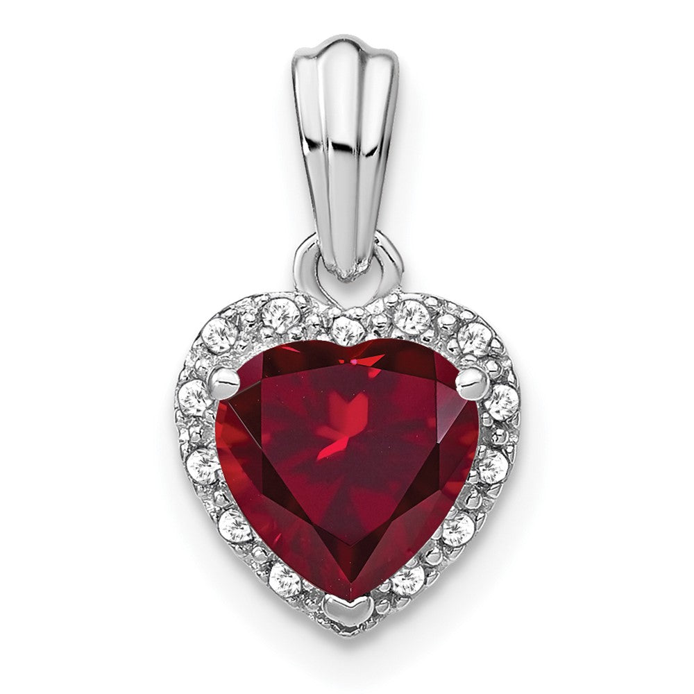 Image of ID 1 Sterling Silver Created Ruby and Real Diamond Pendant