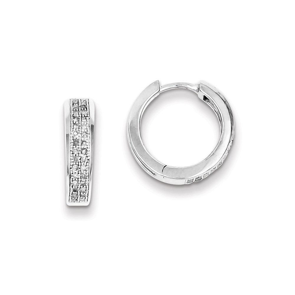 Image of ID 1 Sterling Silver Diamond 1/3 Cts Hinged Hoop Earrings