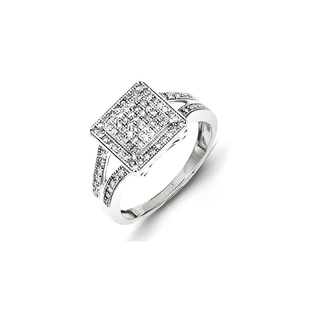 Image of ID 1 Sterling Silver Diamond Cluster Square Ring