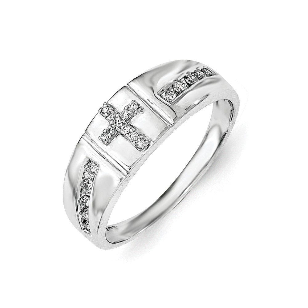 Image of ID 1 Sterling Silver Diamond Cross Men's Ring
