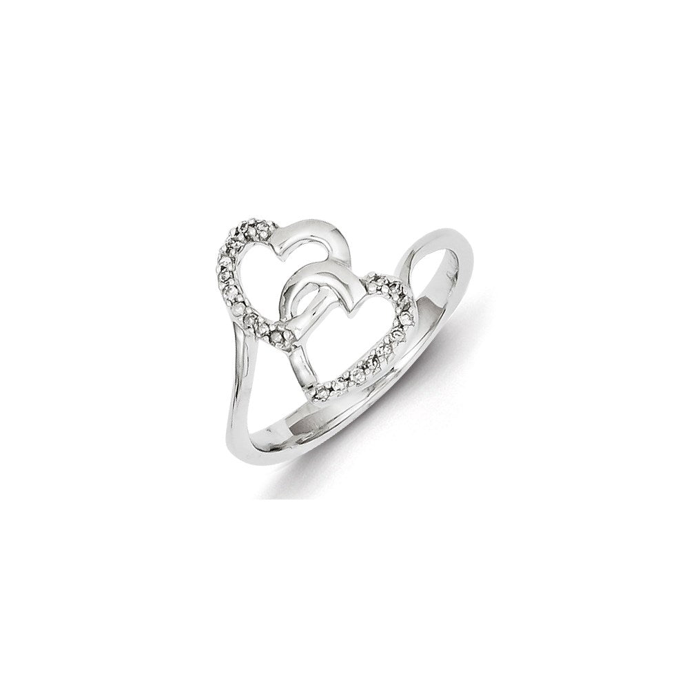 Image of ID 1 Sterling Silver Diamond Double Heart Ring