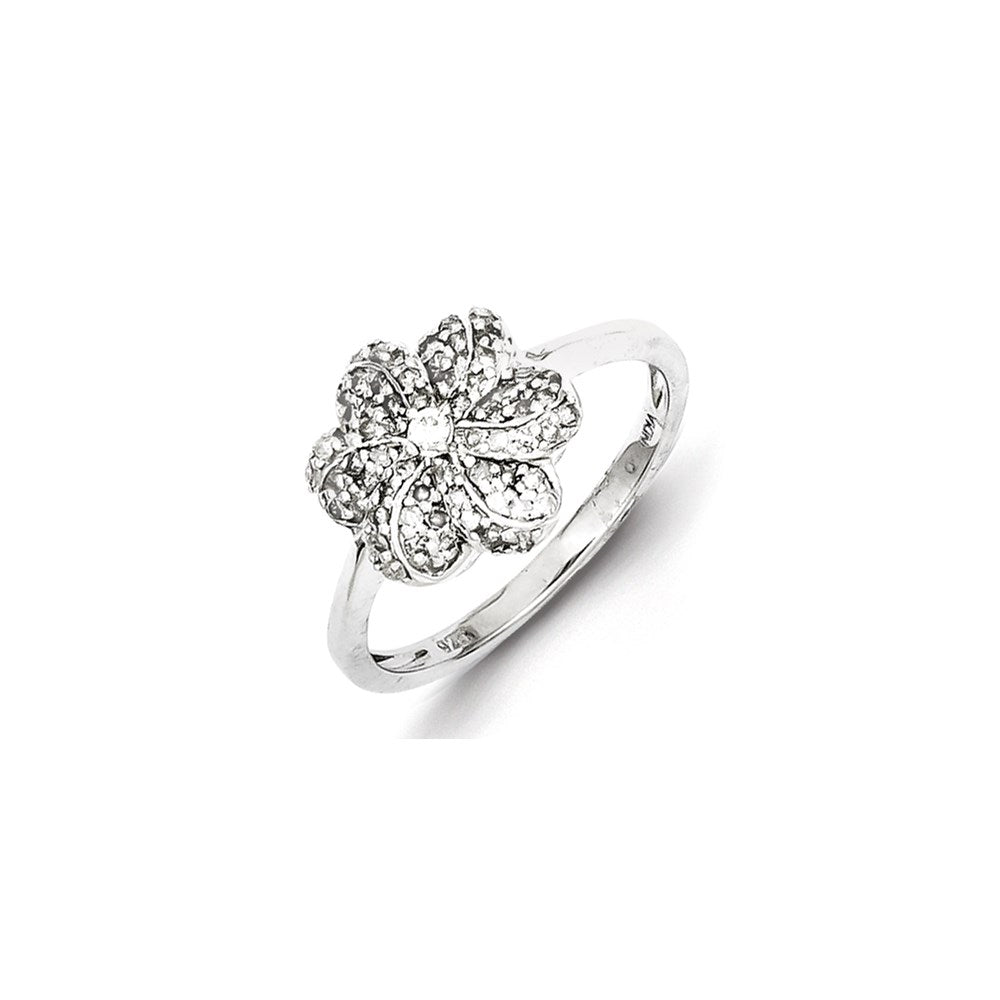 Image of ID 1 Sterling Silver & Diamond Flower Ring