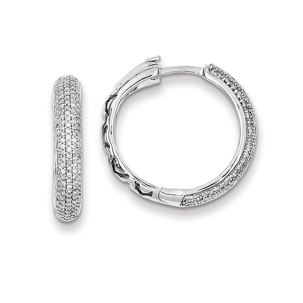 Image of ID 1 Sterling Silver Diamond Hinged Hoop Earrings