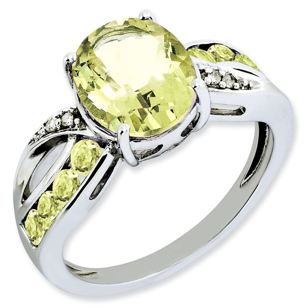 Image of ID 1 Sterling Silver Diamond & Lemon Quartz Ring