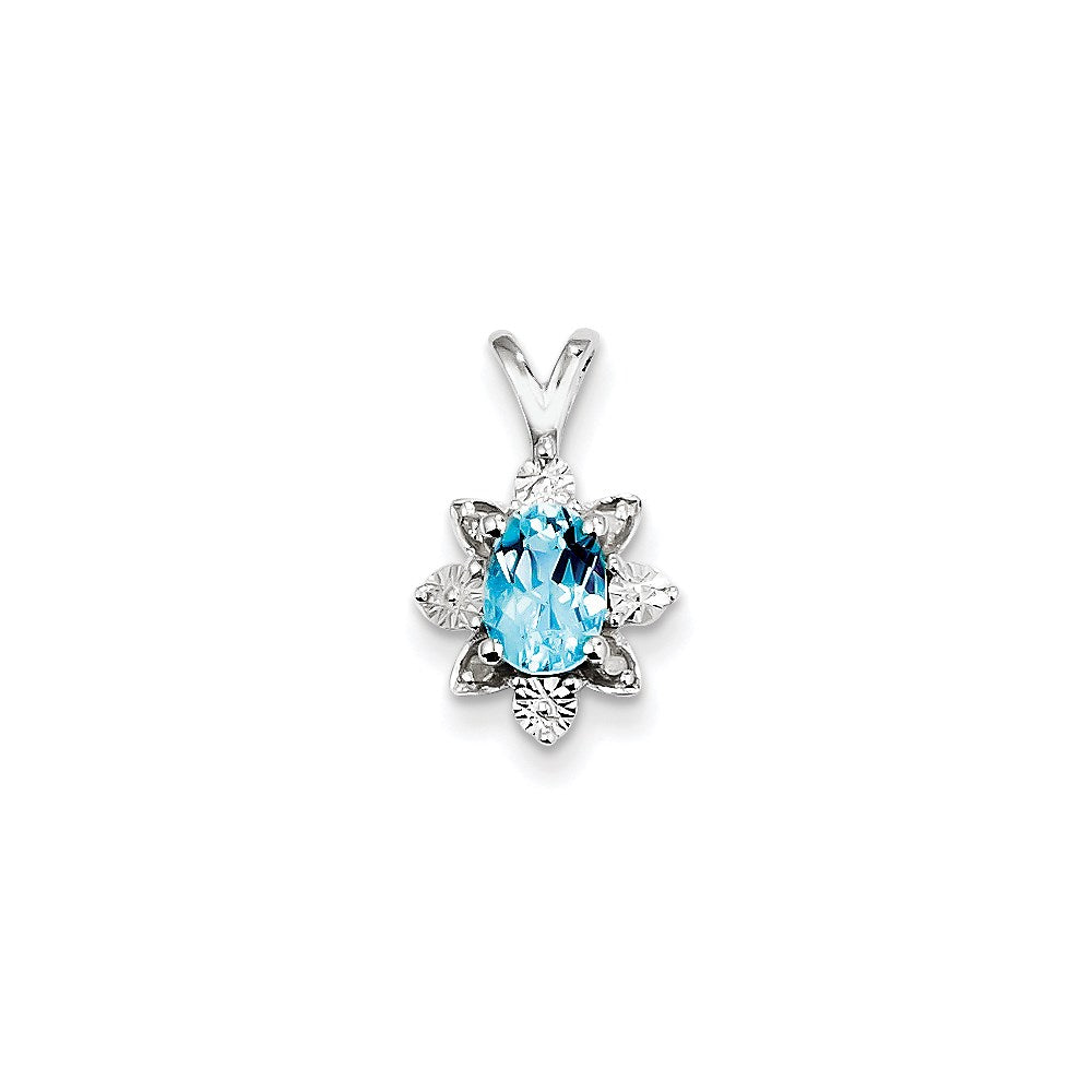 Image of ID 1 Sterling Silver Diamond & Light Blue Topaz Pendant