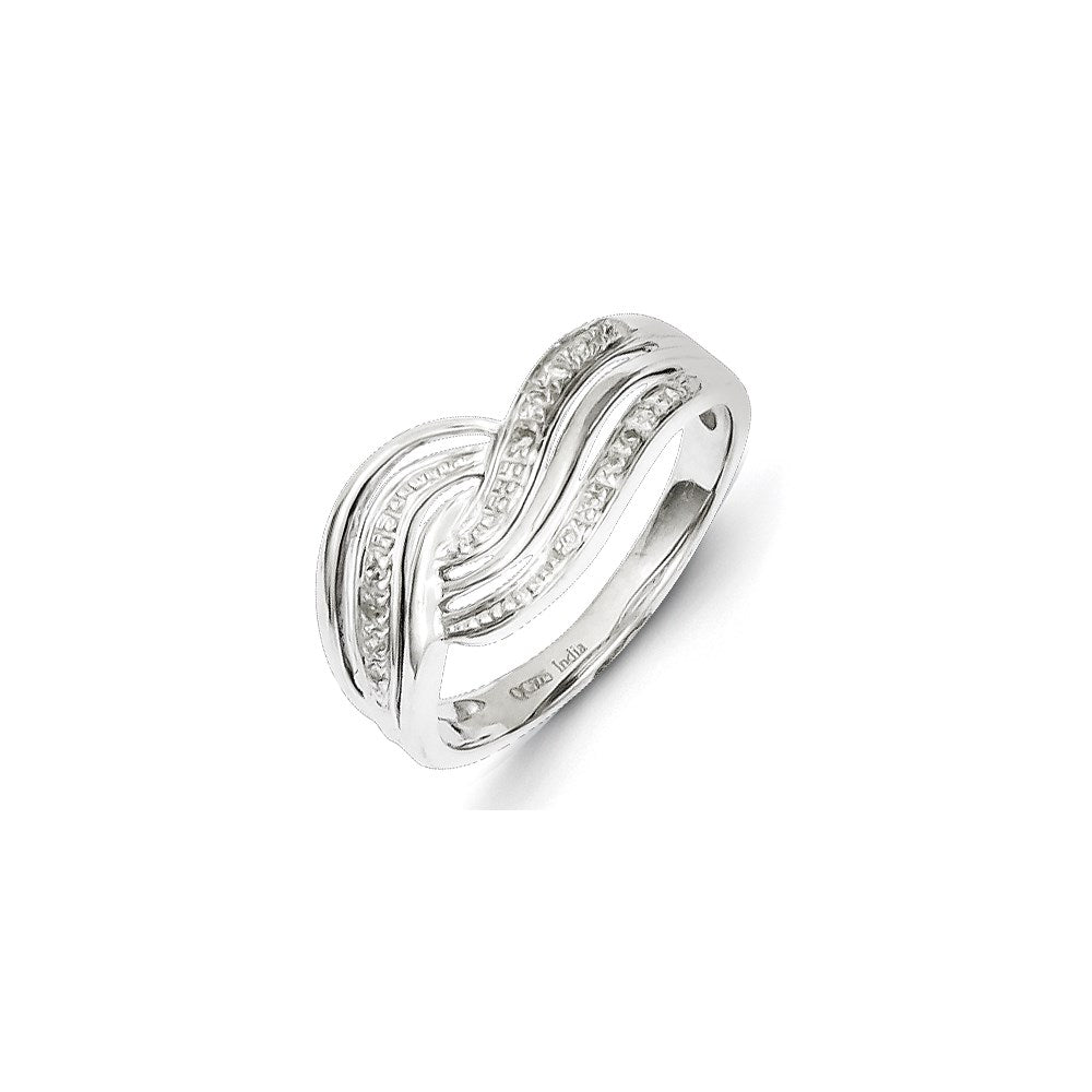 Image of ID 1 Sterling Silver Diamond Multi Lined Twist Design Ring