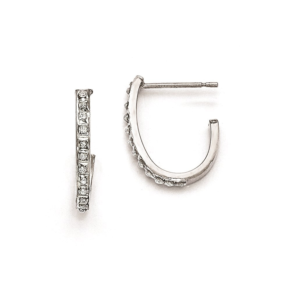 Image of ID 1 Sterling Silver Diamond Mystique Round Post Hoop Earrings