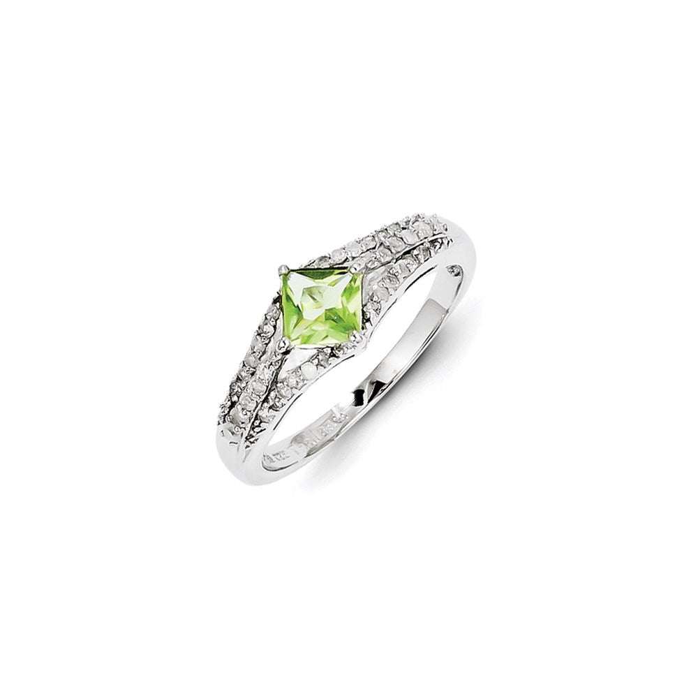 Image of ID 1 Sterling Silver Diamond & Peridot Ring