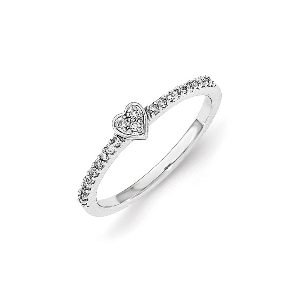 Image of ID 1 Sterling Silver Diamond Polished Heart Ring