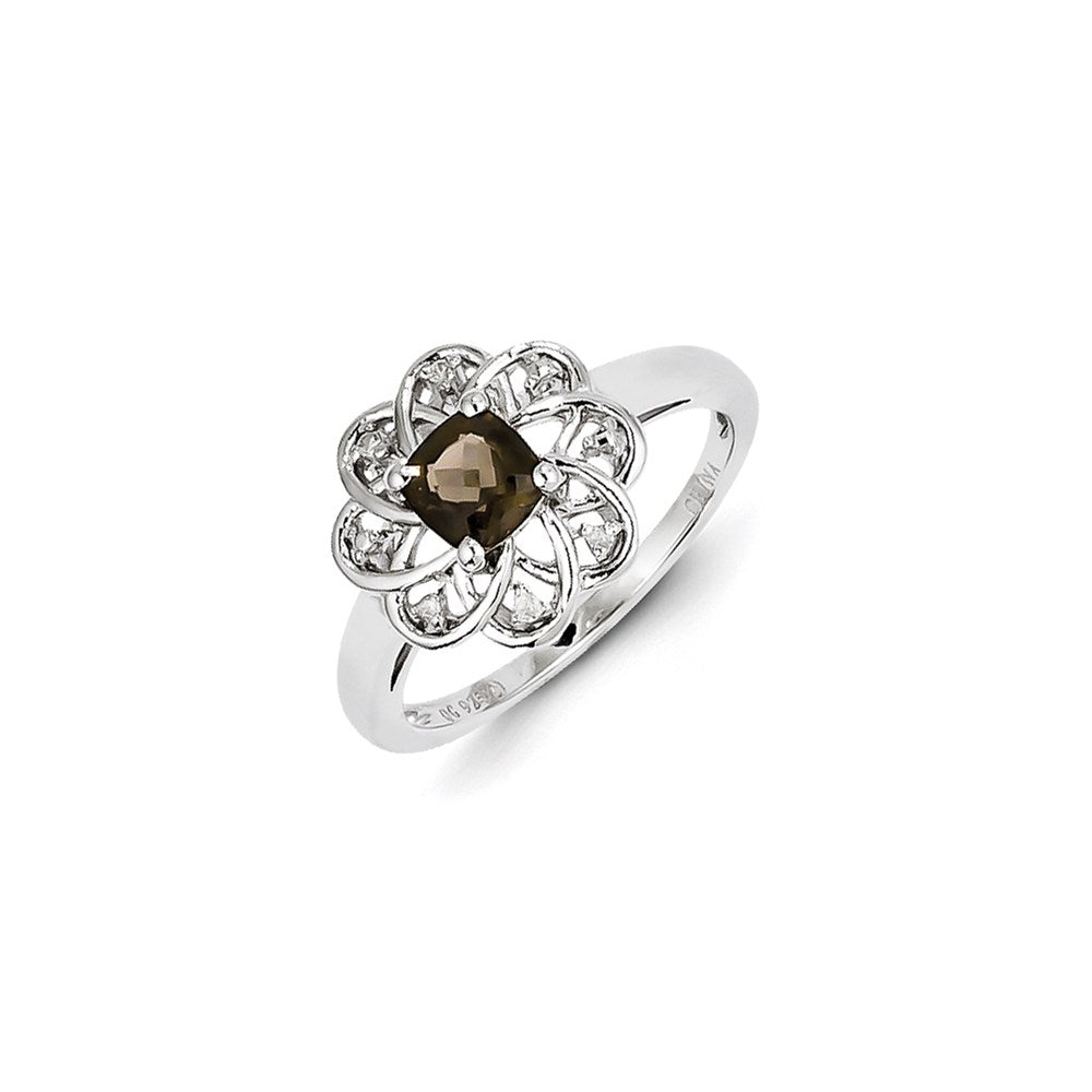 Image of ID 1 Sterling Silver Diamond & Smoky Quartz Ring