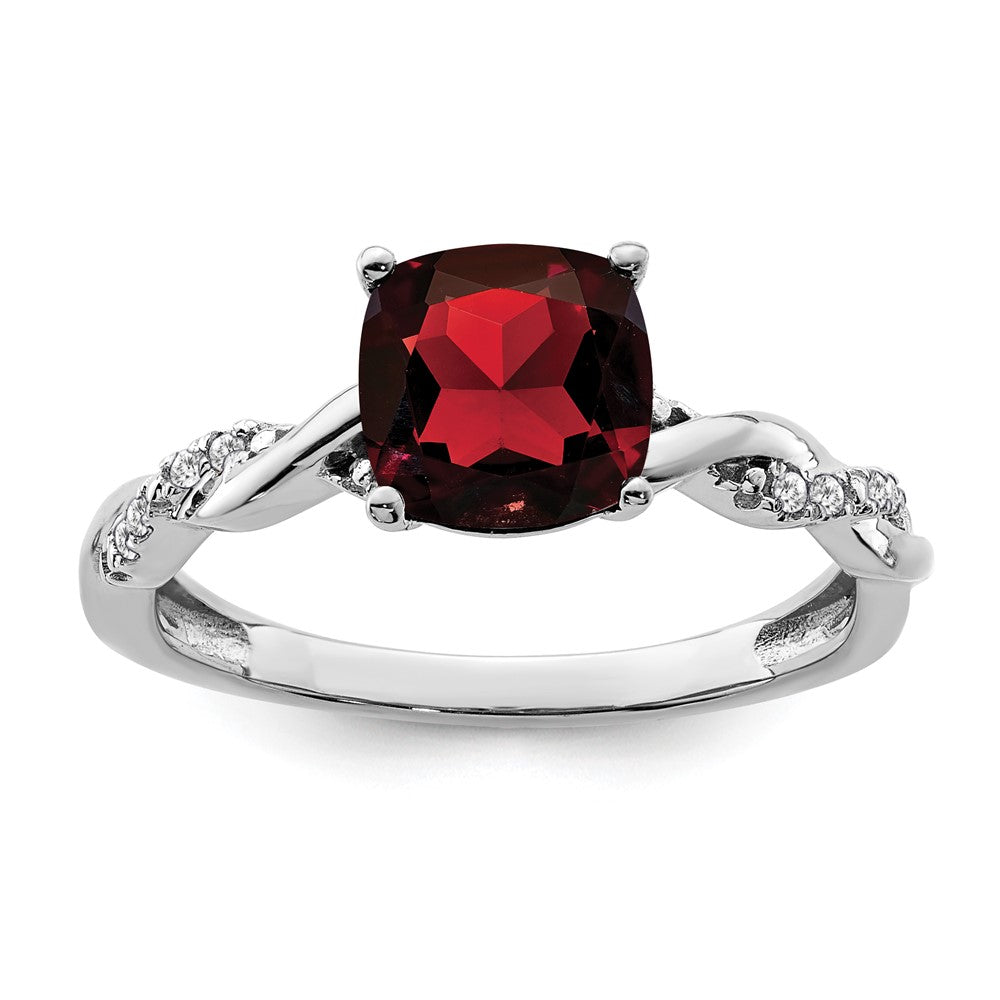 Image of ID 1 Sterling Silver Garnet and Diamond Ring