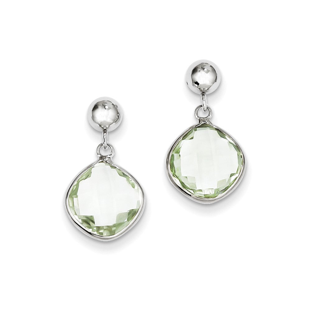 Image of ID 1 Sterling Silver Green Quartz Dangle Post Earrings