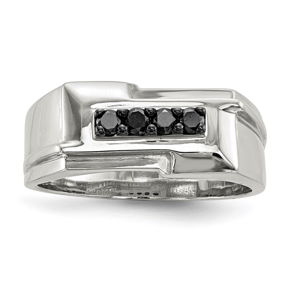 Image of ID 1 Sterling Silver Mens Black Diamond Polished Ring