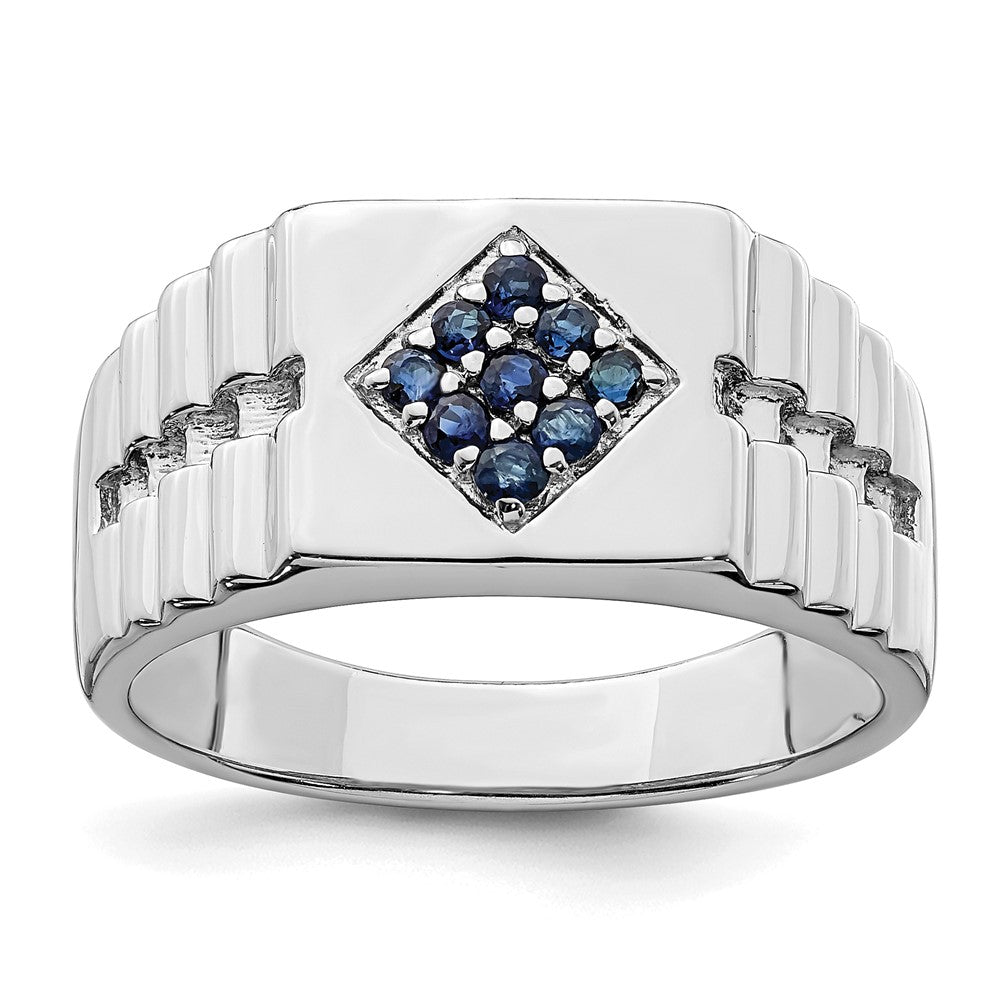 Image of ID 1 Sterling Silver Men's Blue Sapphire Ring