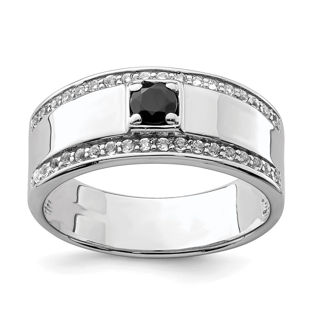Image of ID 1 Sterling Silver Men's Onyx and White Topaz Ring