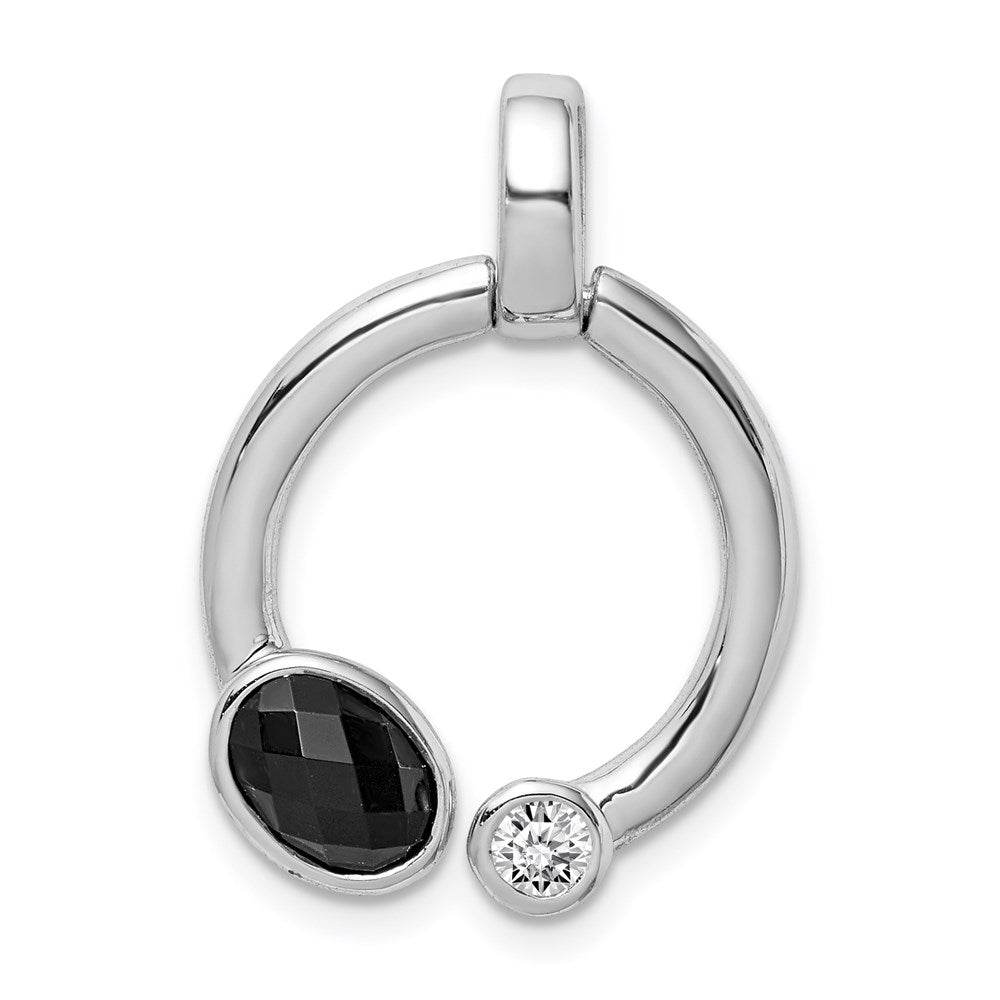 Image of ID 1 Sterling Silver Onyx & White Topaz Circle Pendant