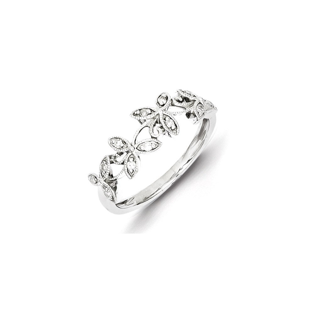 Image of ID 1 Sterling Silver Patterned Design Diamond Ring