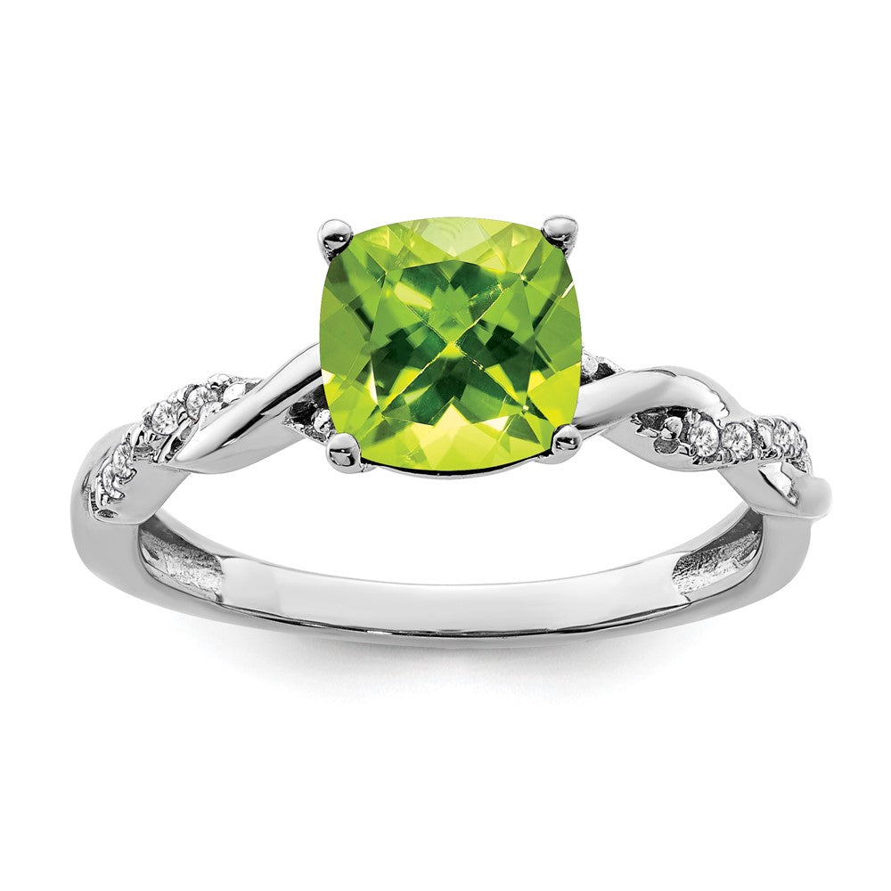 Image of ID 1 Sterling Silver Peridot and Diamond Ring
