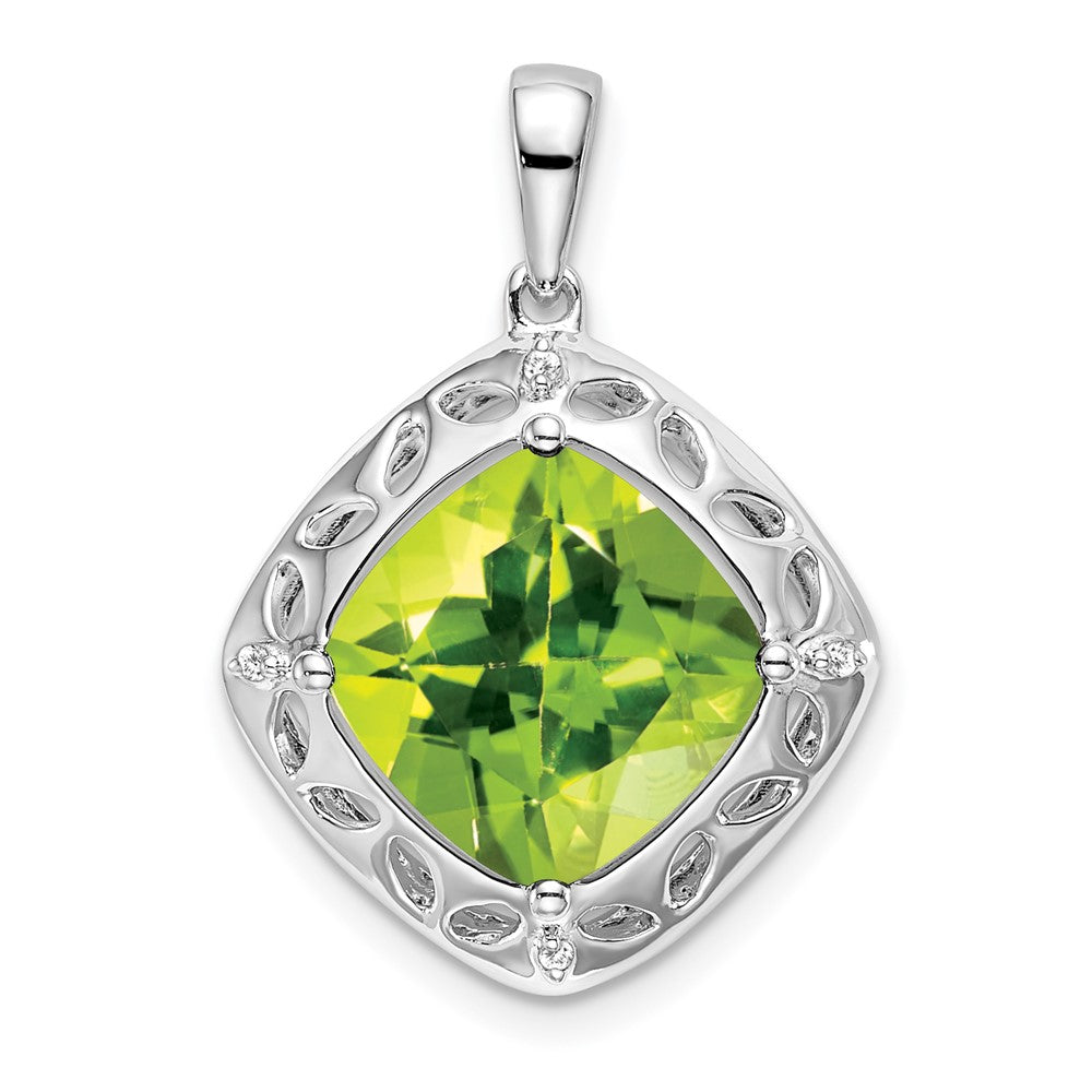 Image of ID 1 Sterling Silver Peridot and Real Diamond Pendant