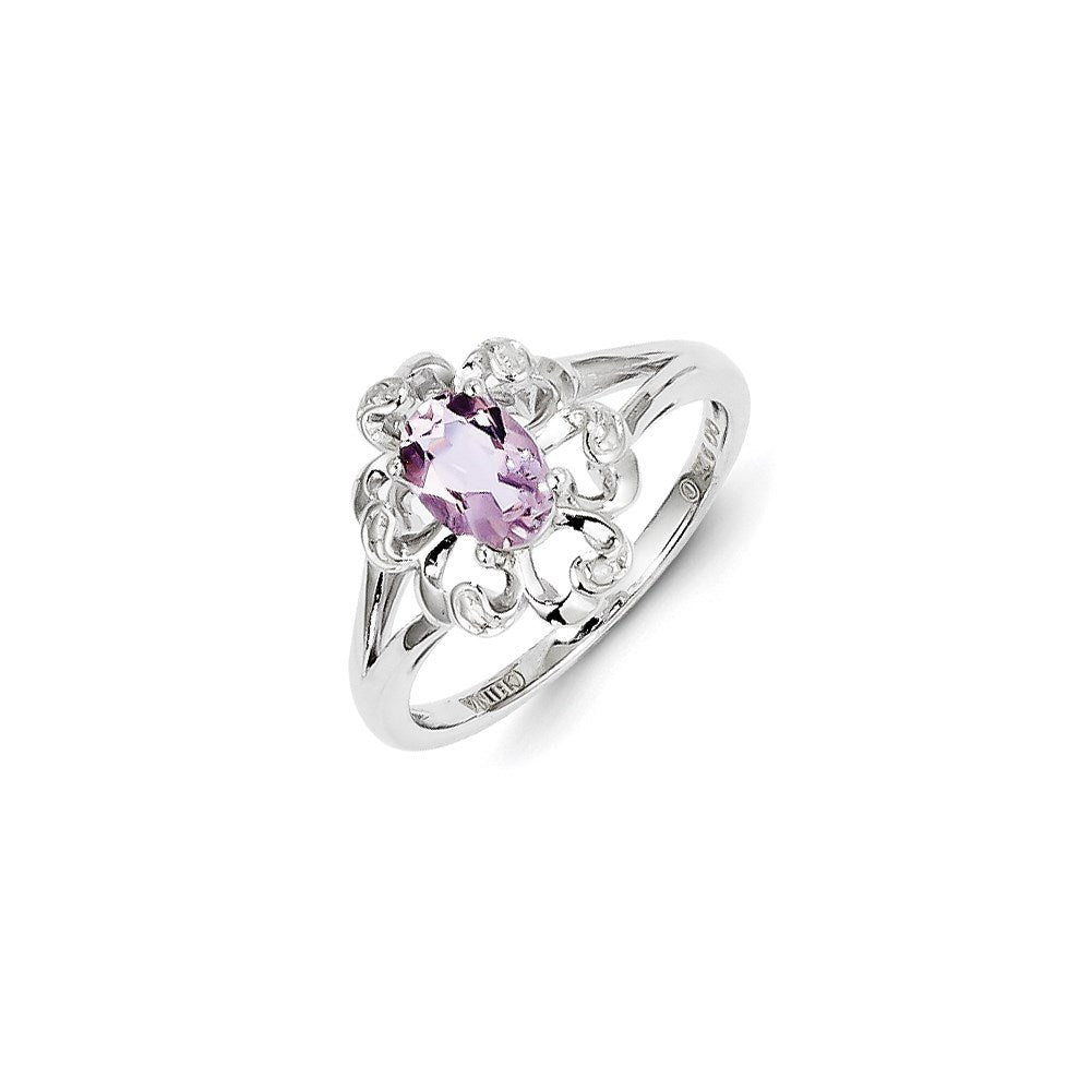 Image of ID 1 Sterling Silver Pink Quartz & Diamond Ring