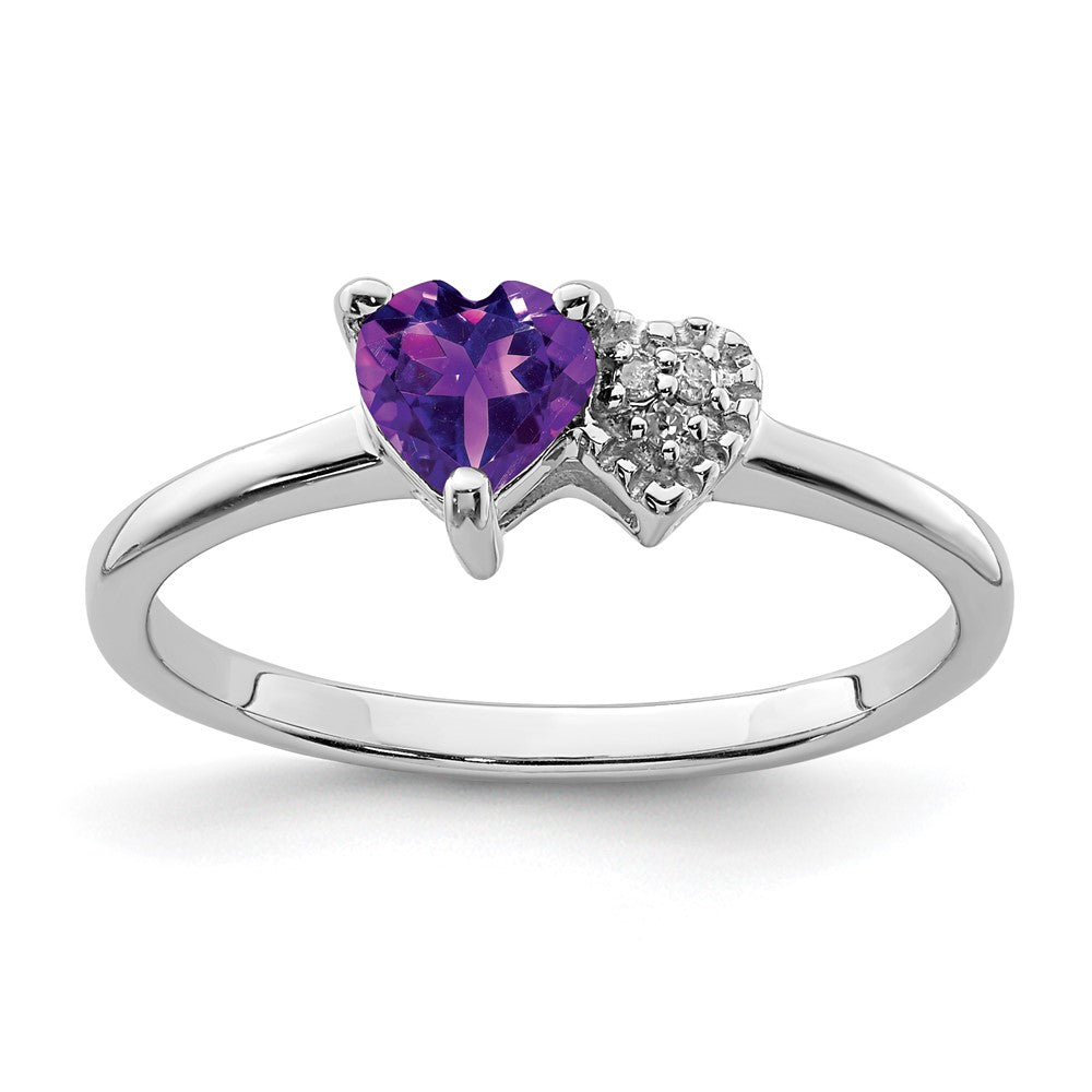 Image of ID 1 Sterling Silver Polished Amethyst and Diamond Ring
