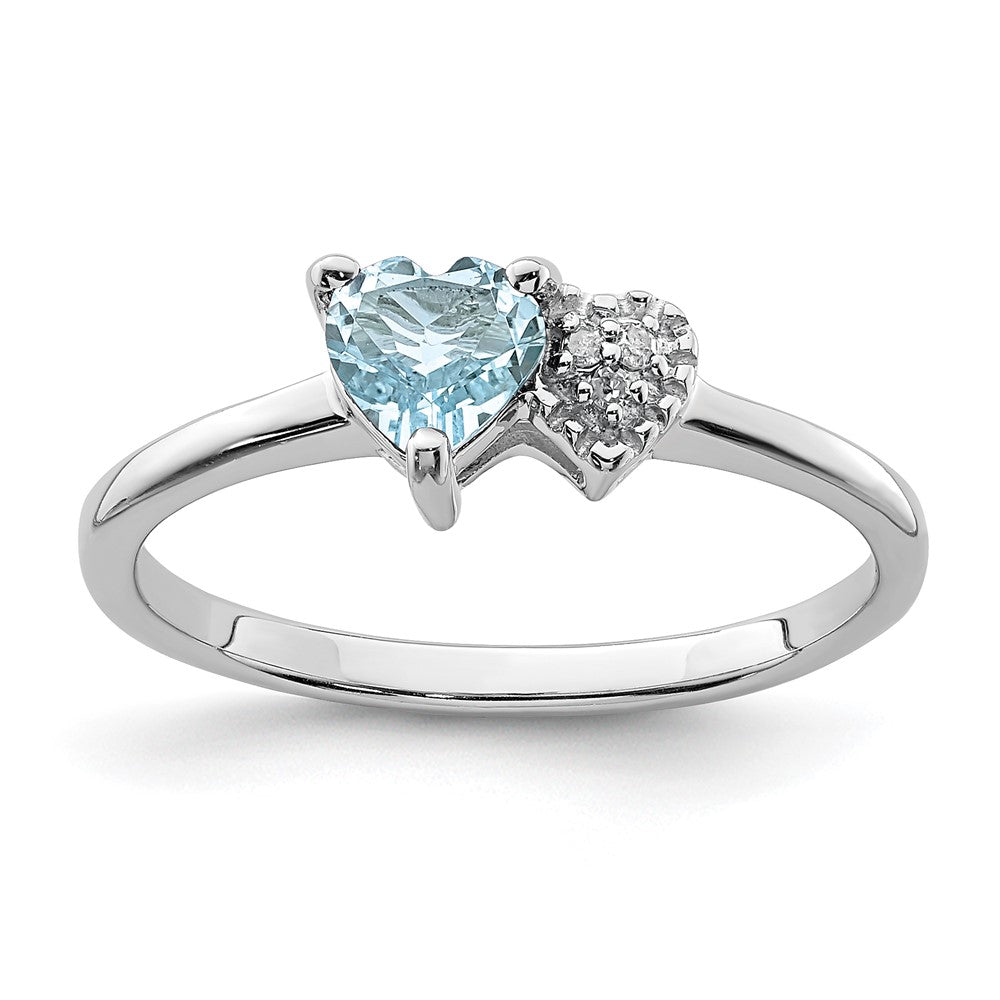 Image of ID 1 Sterling Silver Polished Aquamarine and Diamond Ring