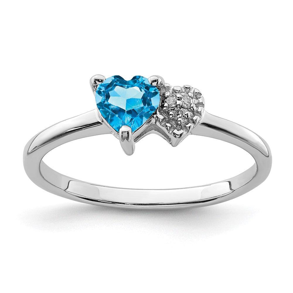 Image of ID 1 Sterling Silver Polished Blue Topaz and Diamond Ring