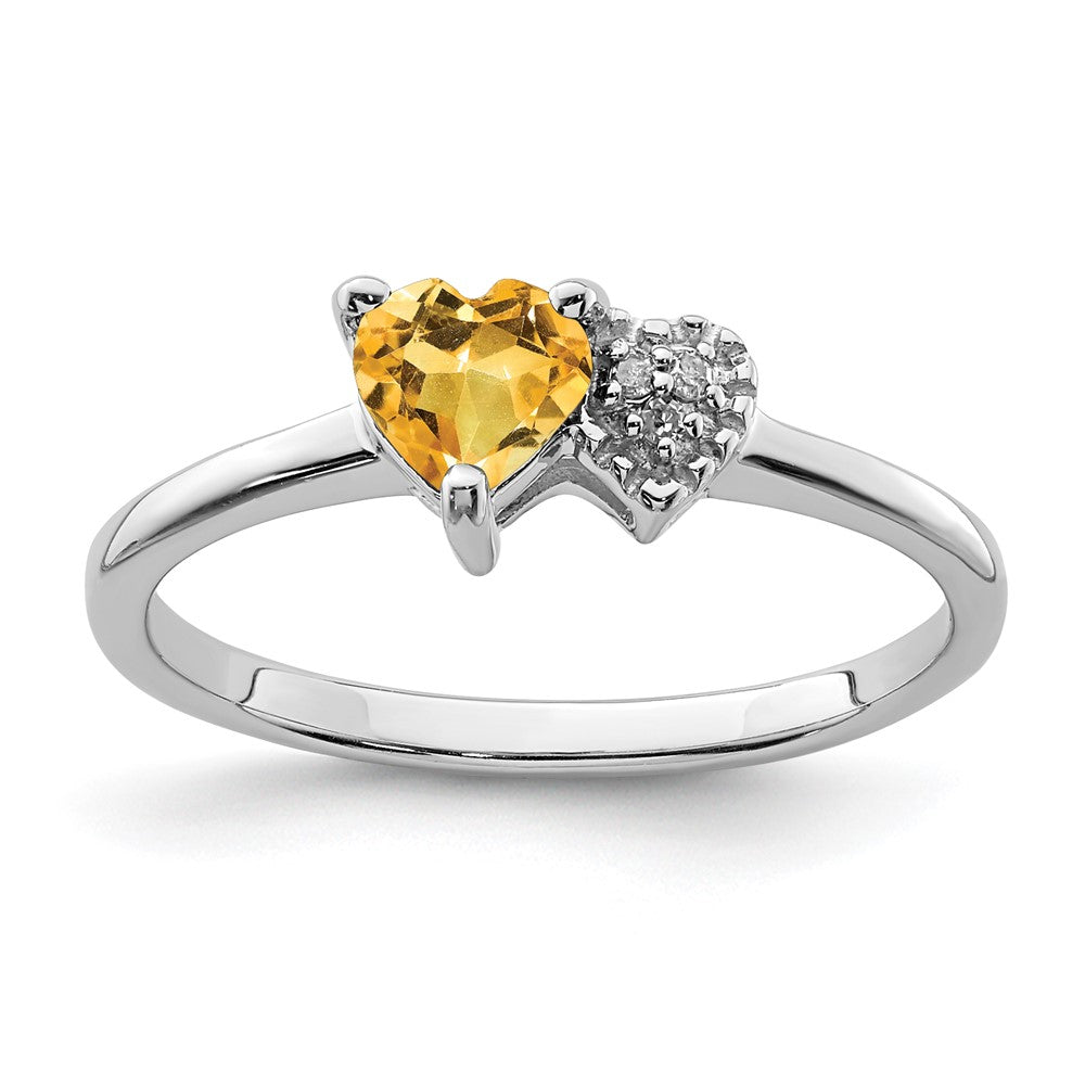 Image of ID 1 Sterling Silver Polished Citrine and Diamond Ring
