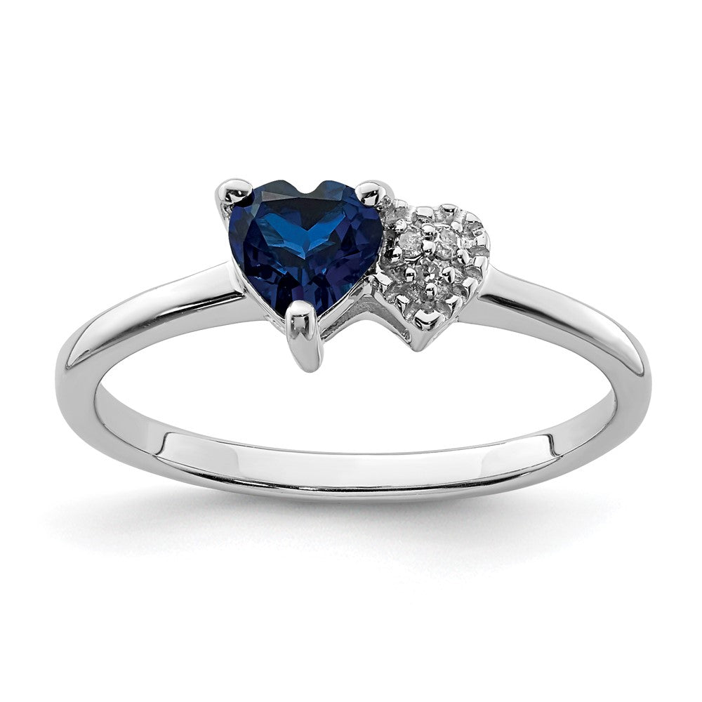 Image of ID 1 Sterling Silver Polished Created Sapphire and Diamond Ring