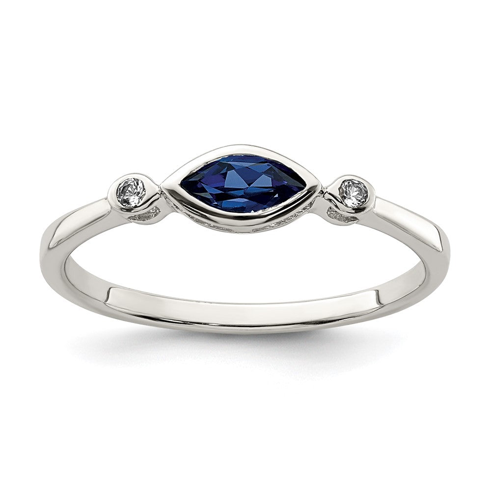 Image of ID 1 Sterling Silver Polished Created Sapphire and White Topaz Ring