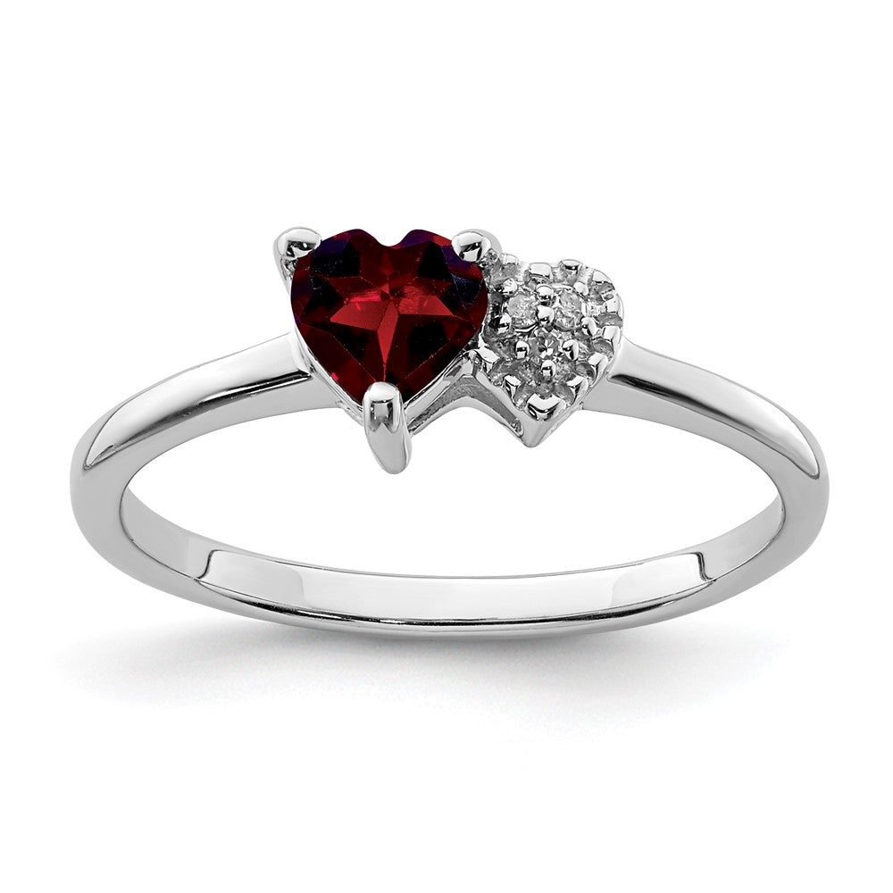 Image of ID 1 Sterling Silver Polished Garnet and Diamond Ring