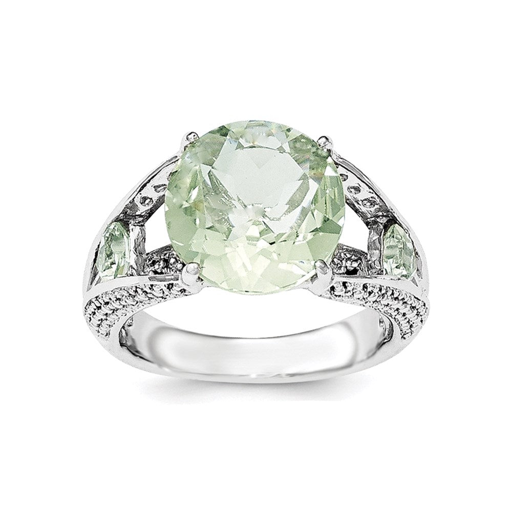 Image of ID 1 Sterling Silver Polished Green Quartz Ring