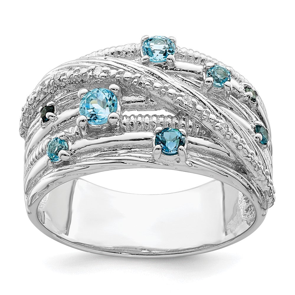 Image of ID 1 Sterling Silver Polished London Blue Topaz and Diamond Ring