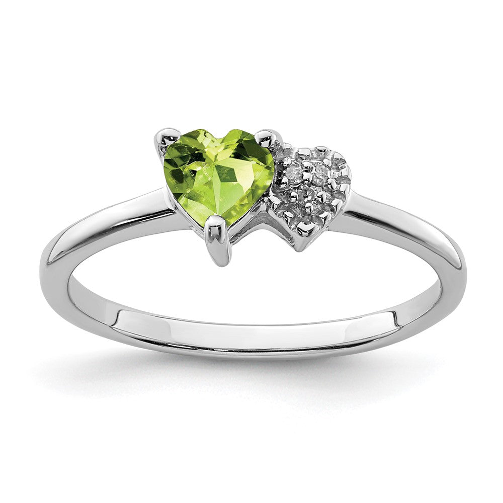 Image of ID 1 Sterling Silver Polished Peridot and Diamond Ring