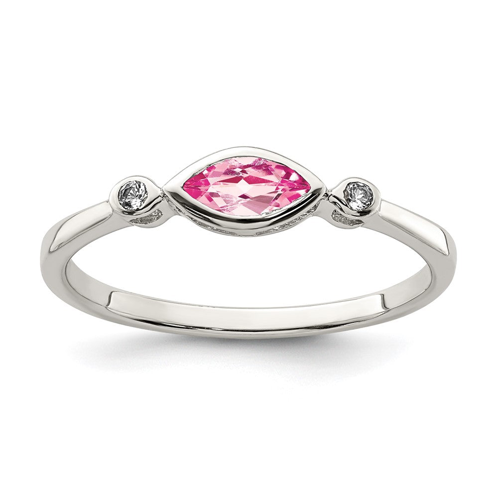 Image of ID 1 Sterling Silver Polished Pink Tourmaline and White Topaz Ring