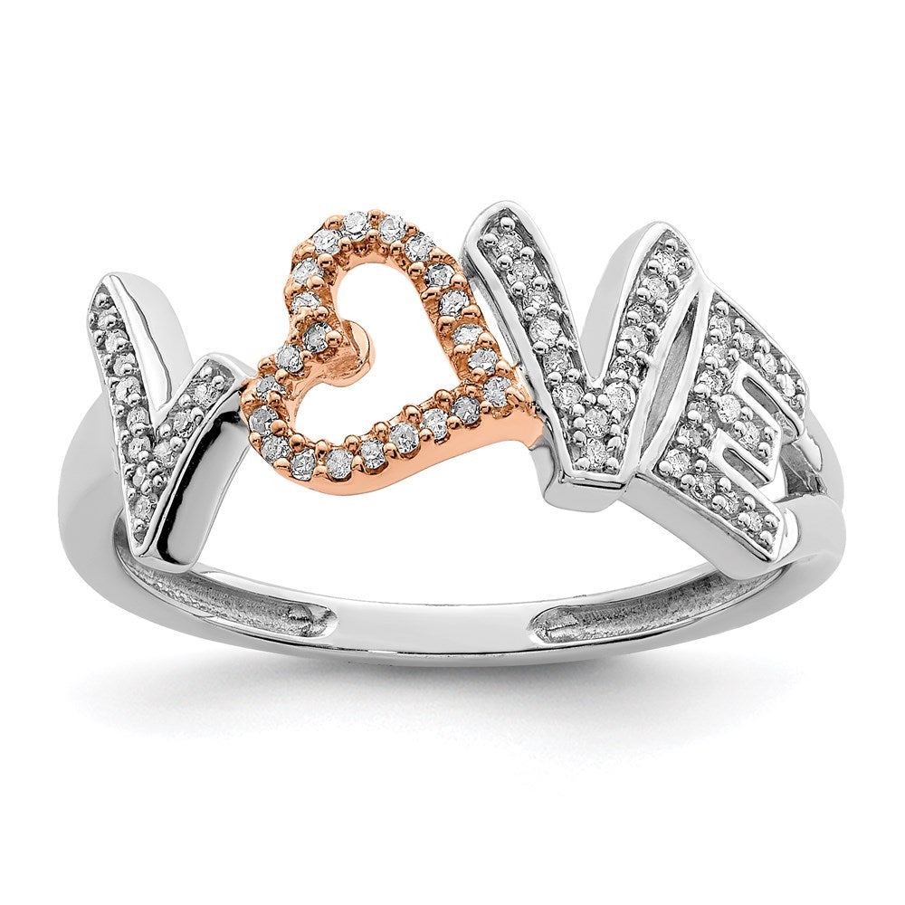 Image of ID 1 Sterling Silver RH Plated with 14k Rose Gold Plated Diamond LOVE Ring