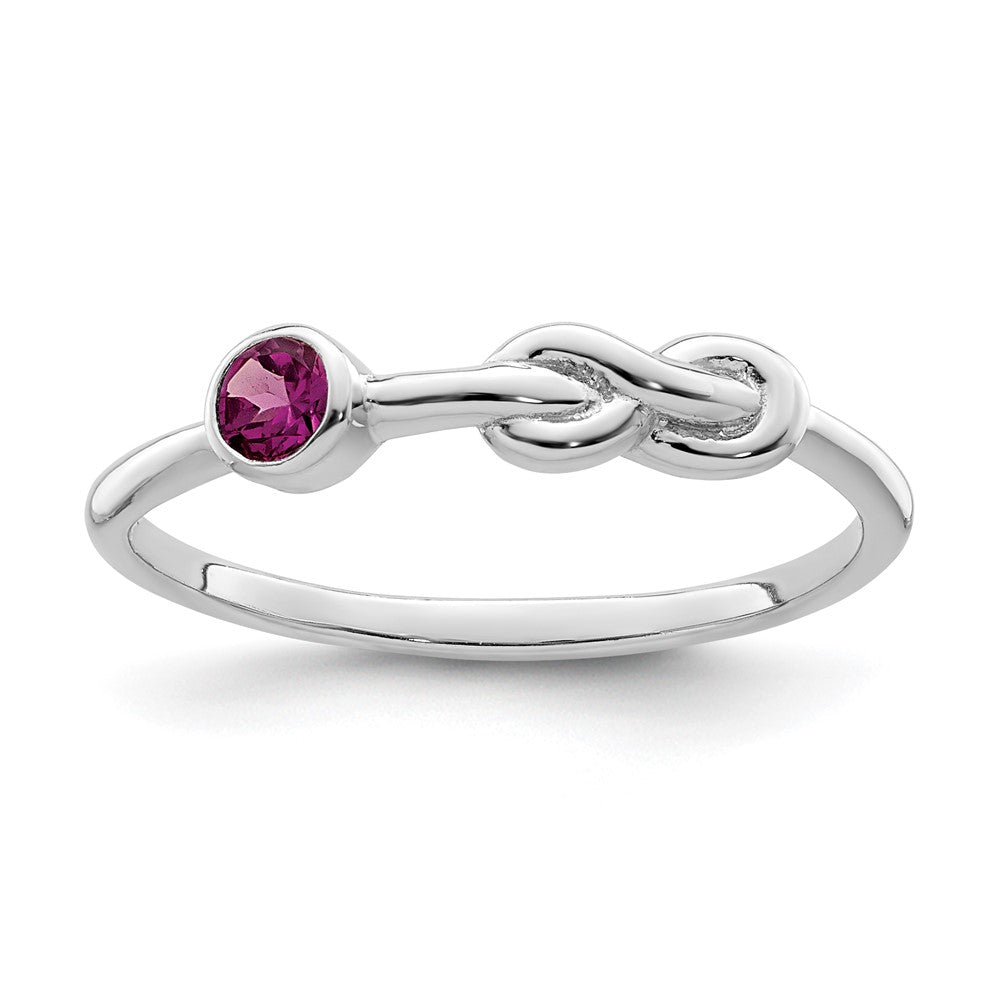 Image of ID 1 Sterling Silver RH-plated Polished Circle Rhodolite Garnet Infinity Ring