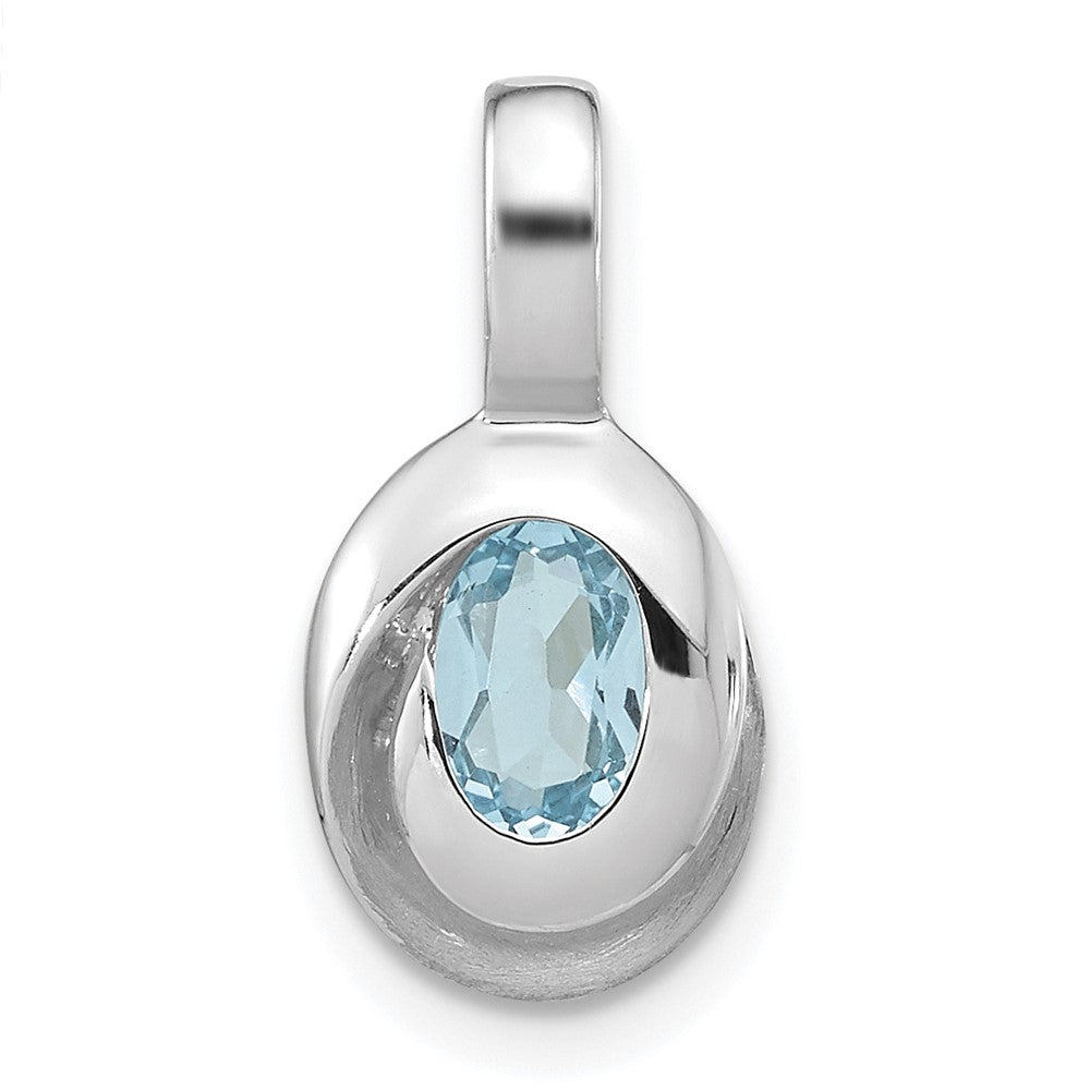 Image of ID 1 Sterling Silver Rh-plated Sky Blue Topaz Oval Pendant