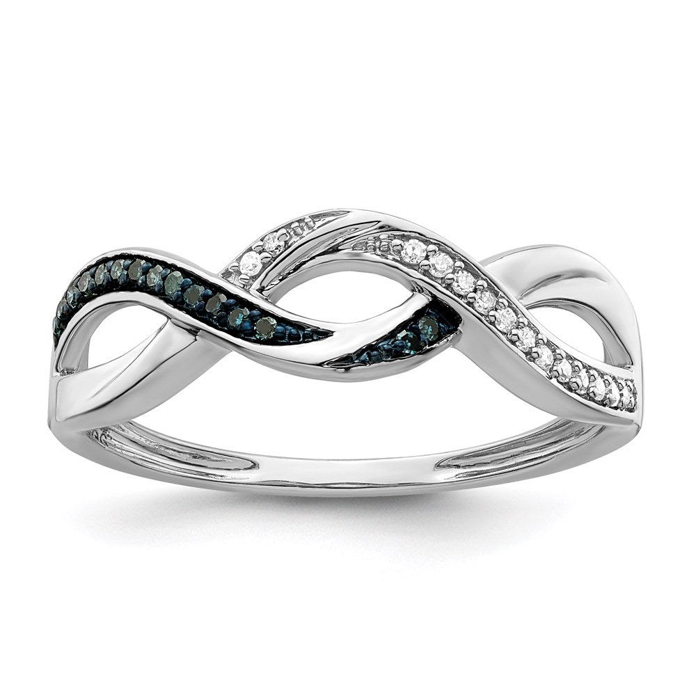 Image of ID 1 Sterling Silver Rhod Plated Blue and White Diamond Ring