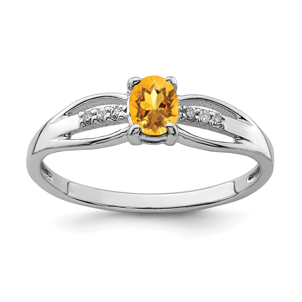 Image of ID 1 Sterling Silver Rhod-plated Diamond Citrine Ring