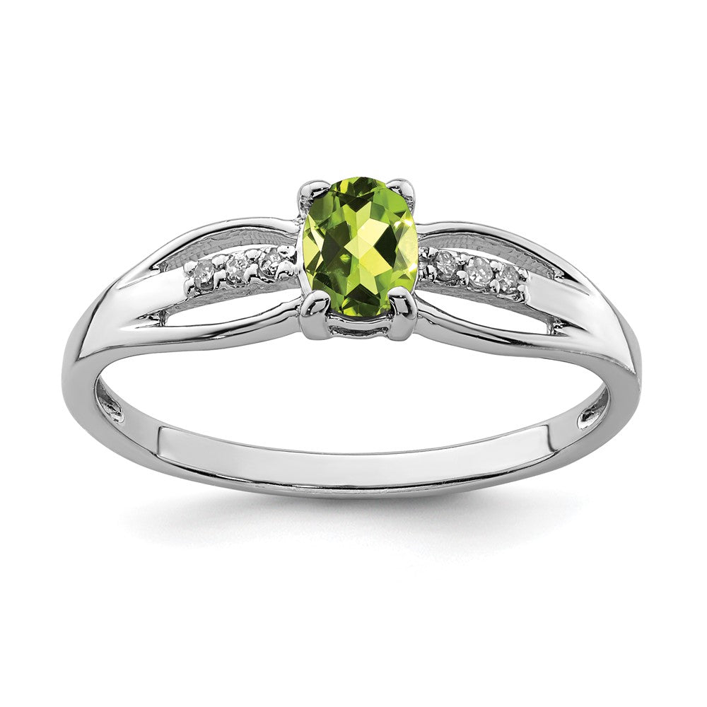 Image of ID 1 Sterling Silver Rhod-plated Diamond Peridot Ring