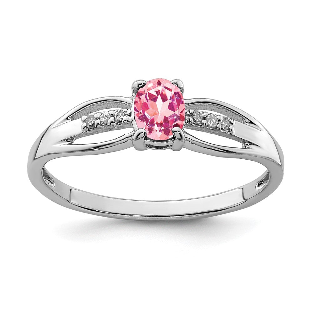 Image of ID 1 Sterling Silver Rhod-plated Diamond Pink Tourmaline Ring